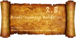 Kovácsovics Balázs névjegykártya